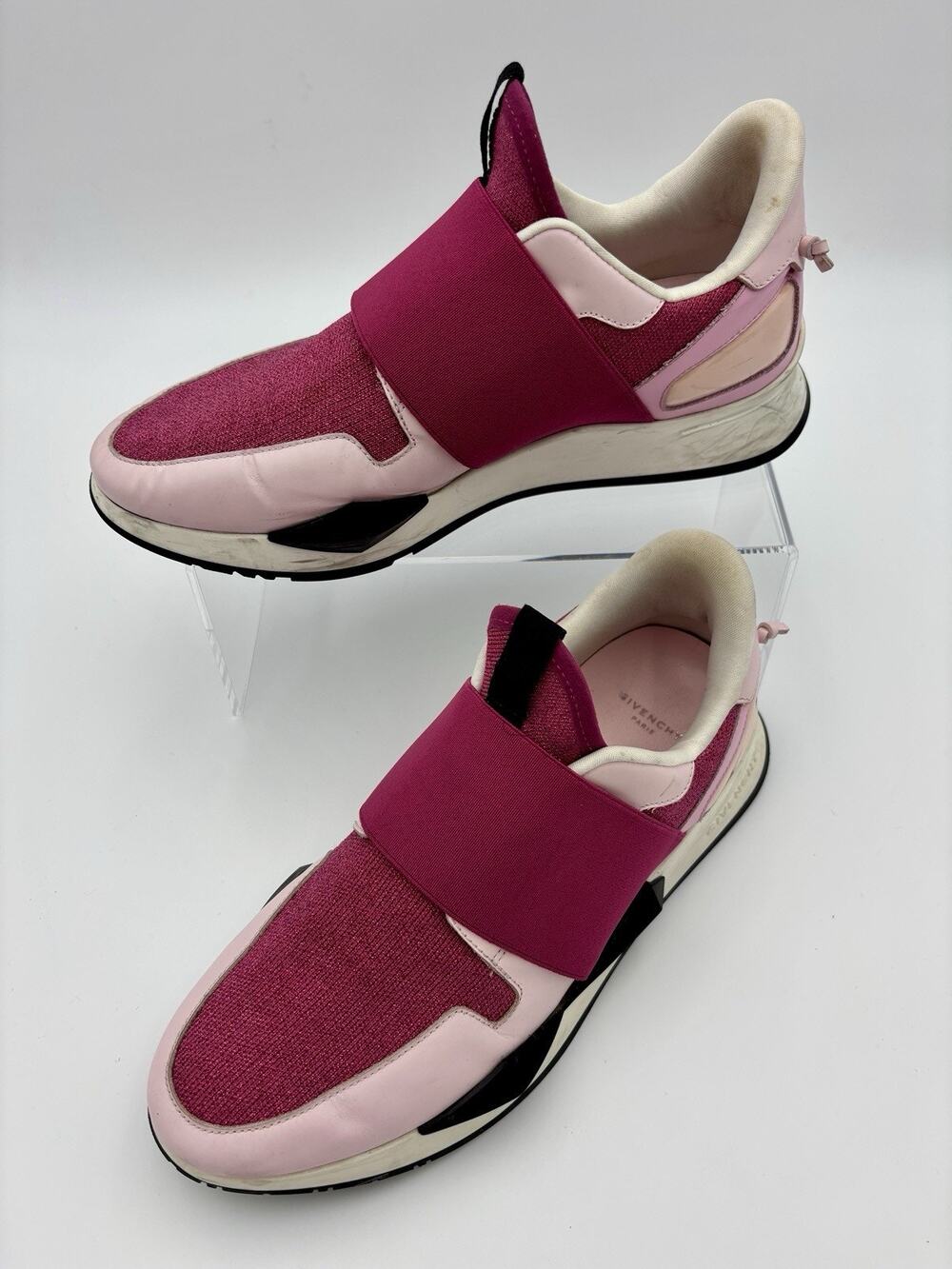 Authentic Givenchy Star Runner Sneakers Pink Raspberry Size 8.5 Leather Elastic